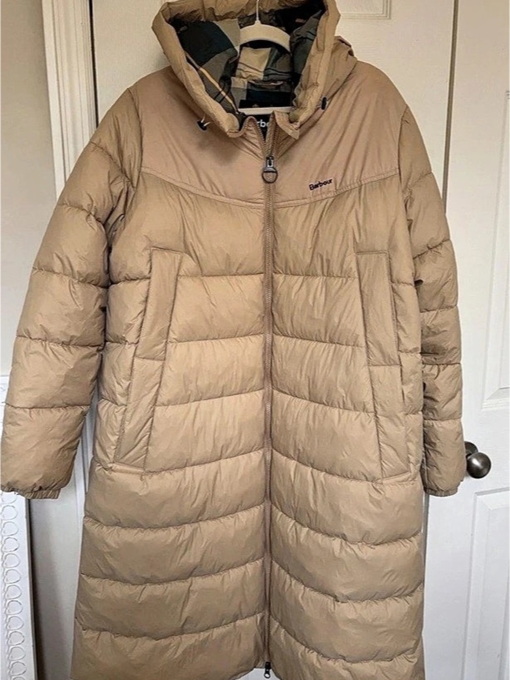 Barbour Long Puffer Coat in Brown